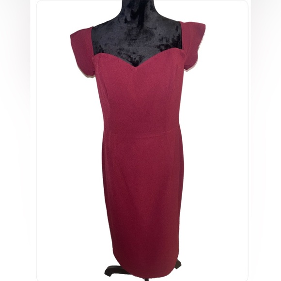 Dress the Population Burgundy Wine Off the shoulder Midi Dress- XXL - Picture 4 of 10